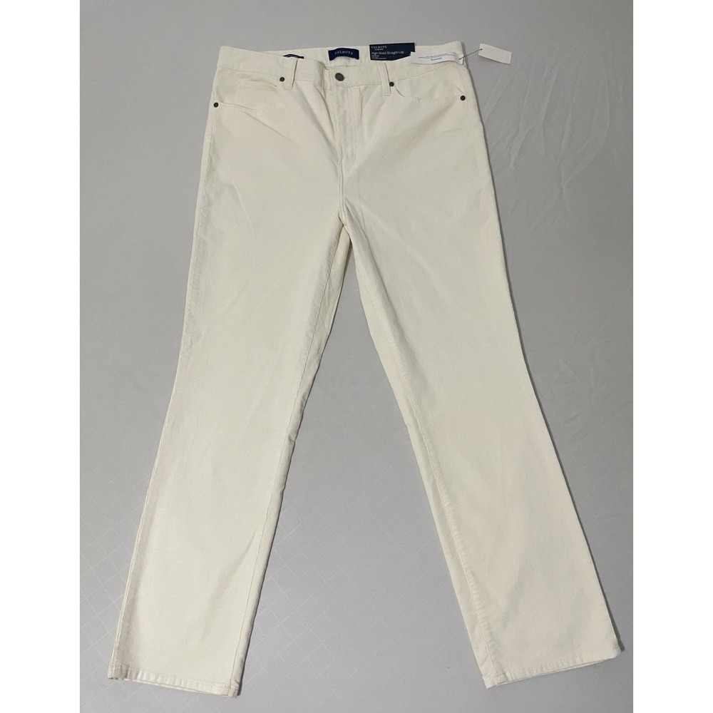 NWT Talbots Corduroy Straight Leg Pants Sz 14‎ High Waist Ivory Slimming Panel